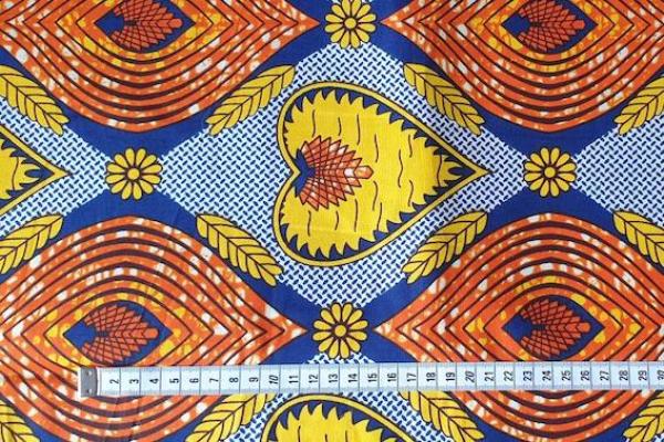 YELLOW HEART Waxprint Stoff